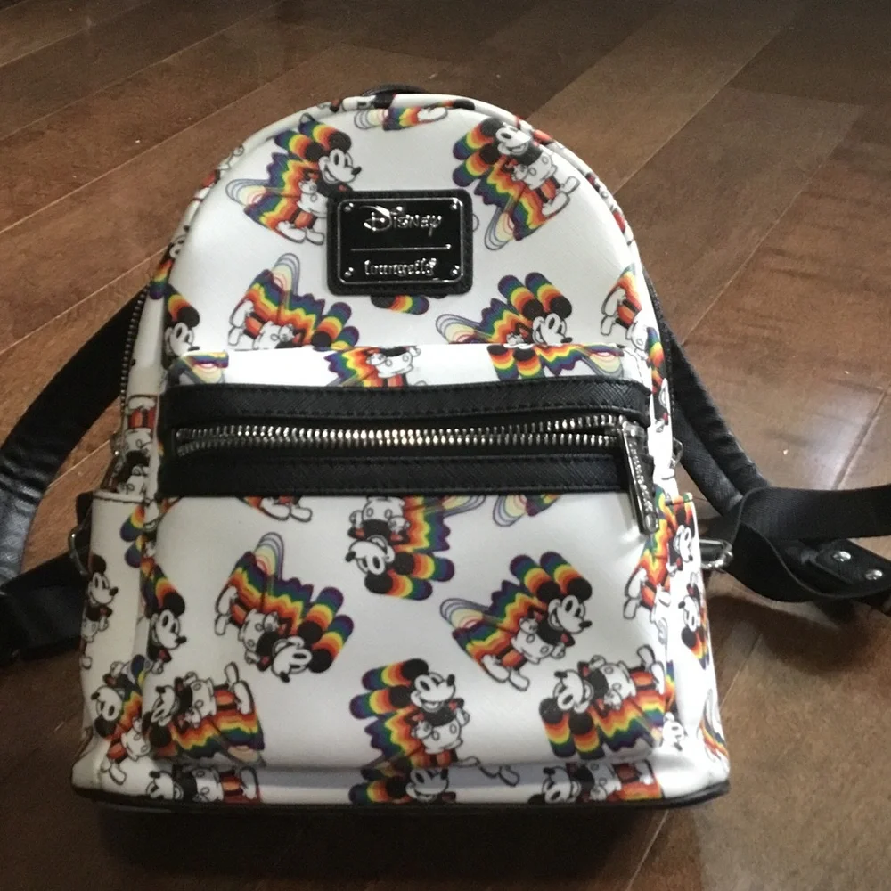 Loungefly Disney Mini Backpack and Wallet Set with Rainbow Mickey Print